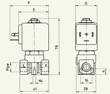 212A2KV15铜电磁阀 ODE零压启动电磁阀外形结构图